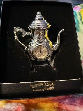Timex Silver Teapot Clock Accent